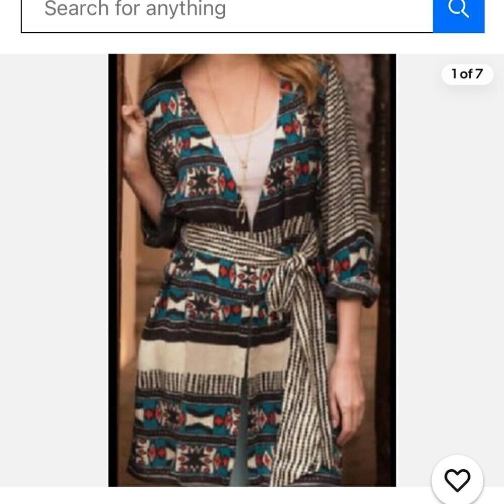 Soft Surroundings Woman's Western Chelan Aztec Print Wrap/Cardigan Sz LR-XLR